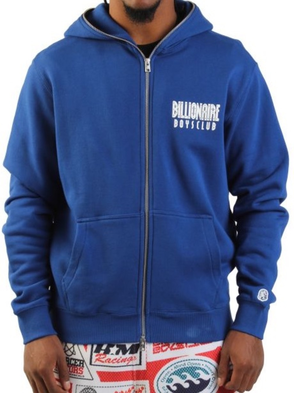 Billionaire Boys Club Blue Full-Zip Hoodie with Chest and Back logo